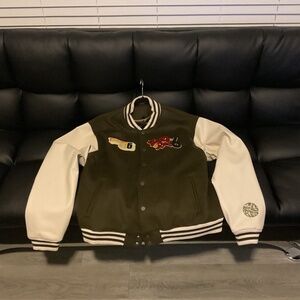 26 Red Shake n Bacon Varsity Jacket Size XL
